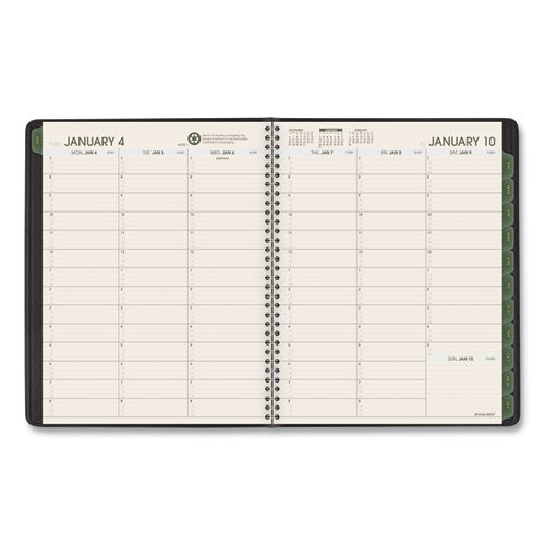 Recycled Weekly Vertical-column Format Appointment Book, 8.75 X 7, Black Cover, 12-month (jan To Dec): 2025.