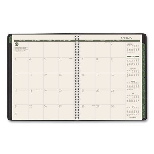 Recycled Weekly Vertical-column Format Appointment Book, 8.75 X 7, Black Cover, 12-month (jan To Dec): 2025.