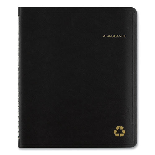 Recycled Weekly Vertical-column Format Appointment Book, 8.75 X 7, Black Cover, 12-month (jan To Dec): 2025.