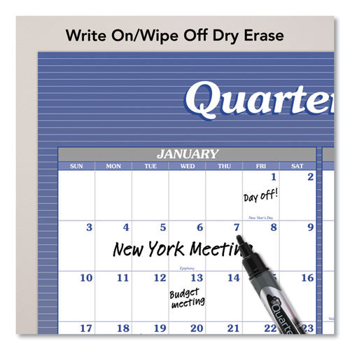 Vertical/horizontal Erasable Quarterly/monthly Wall Planner, 24 X 36, White/blue Sheets,12-month (jan To Dec): 2025