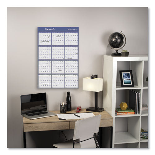 Vertical/horizontal Erasable Quarterly/monthly Wall Planner, 24 X 36, White/blue Sheets,12-month (jan To Dec): 2025