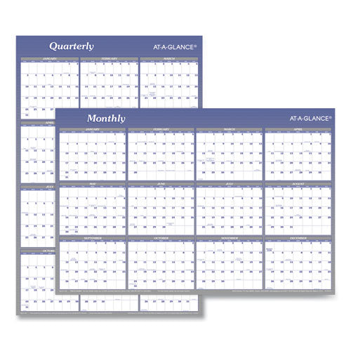 Vertical/horizontal Erasable Quarterly/monthly Wall Planner, 24 X 36, White/blue Sheets,12-month (jan To Dec): 2025