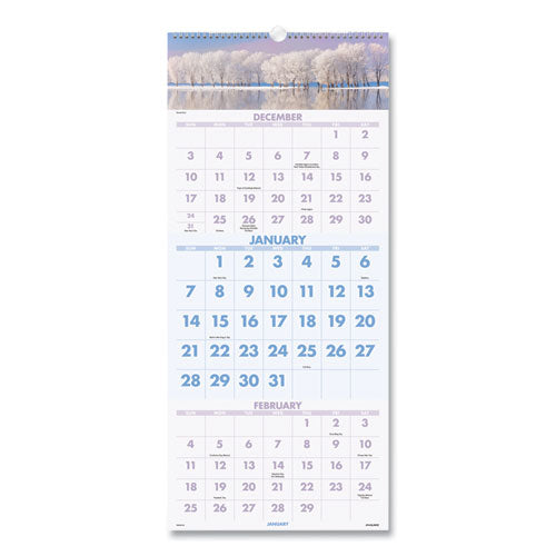 Scenic Three-month Wall Calendar, Landscape Photography,12 X 27, White Sheets, 14-month: Dec 2024 To Jan 2026