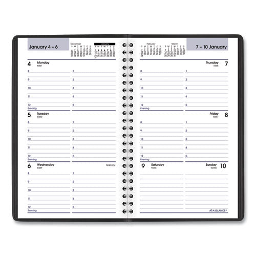 Dayminder Block Format Weekly Appointment Book,8.5 X 5.5, Black Cover, 12-month (jan To Dec): 2025