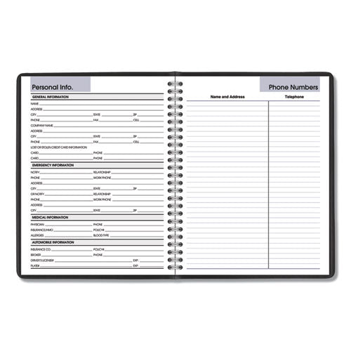 Dayminder Monthly Planner With Notes Column, Ruled Blocks, 8.75 X 7,Black Cover, 12-month (jan To Dec): 2025