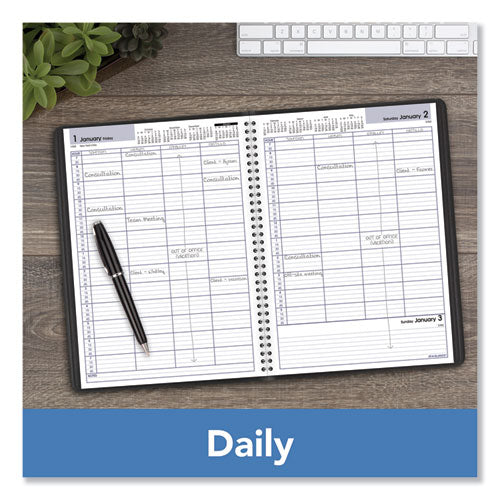 Dayminder Four-person Group Daily Appointment Book, 11 X 8, Black Cover, 12-month (jan To Dec): 2025.