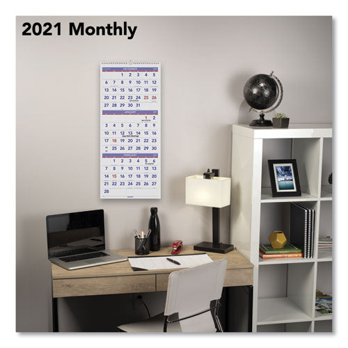 Deluxe Three-month Reference Wall Calendar, Vertical Orientation,12 X 27, White Sheets, 14-month: Dec 2024 To Jan 2026