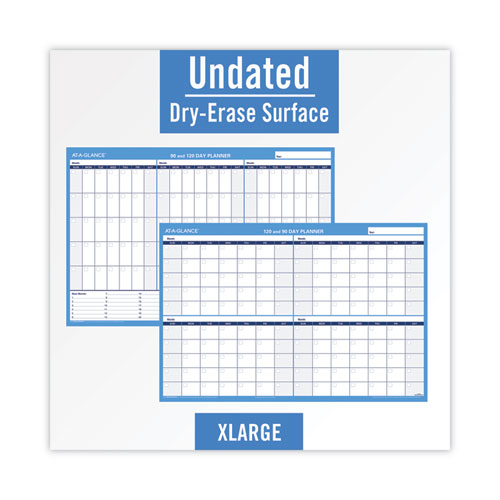 90/120-day Undated Horizontal Erasable Wall Planner, 36 X 24, White/blue Sheets, Undated.