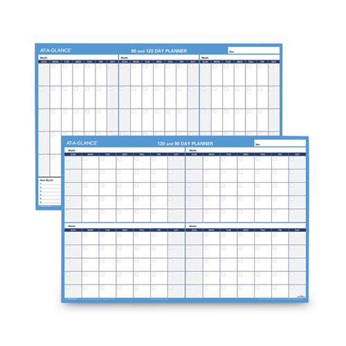 90/120-day Undated Horizontal Erasable Wall Planner, 36 X 24, White/blue Sheets, Undated.