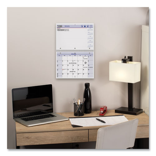 Quicknotes Desk/wall Calendar, 3-hole Punched, 11 X 8, White/blue/yellow Sheets, 12-month (jan To Dec): 2025.