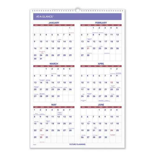 Three-month Wall Calendar, 15.5 X 22.75, White Sheets, 12-month (jan To Dec): 2025.