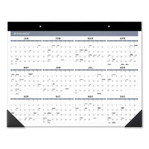 Contemporary Monthly Desk Pad, 22 X 17, White Sheets, Black Binding/corners,12-month (jan To Dec): 2025.