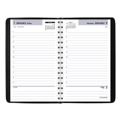 Dayminder Daily Appointment Book, 8 X 5, Black Cover, 12-month (jan To Dec): 2025.