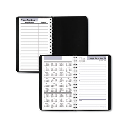 Dayminder Daily Appointment Book, 8 X 5, Black Cover, 12-month (jan To Dec): 2025.