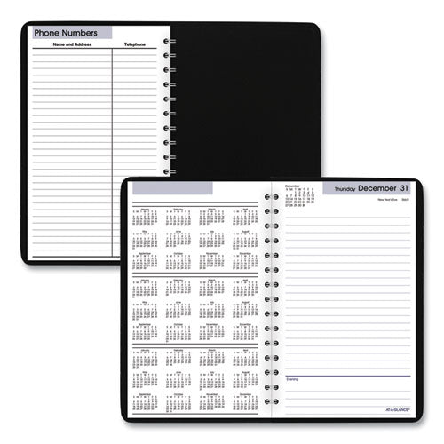 Dayminder Daily Appointment Book, 8 X 5, Black Cover, 12-month (jan To Dec): 2025.