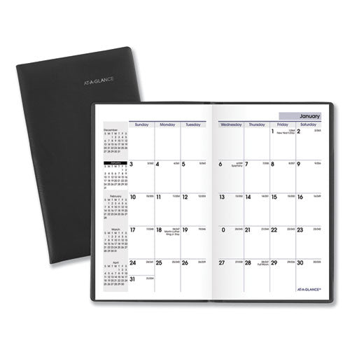 Dayminder Pocket-sized Monthly Planner, Unruled Blocks, 6 X 3.5, Black Cover, 14-month: Dec 2024 To Jan 2026.