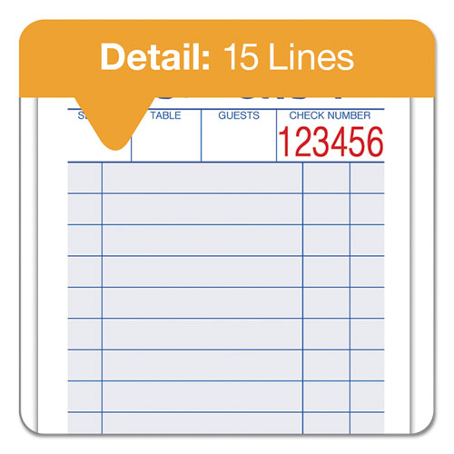 Guest Check Pad, Two-part Carbonless, 6.38 X 3.38, 50 Forms Total.