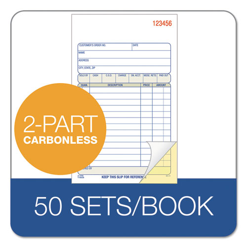 2-part Sales Book, 12 Lines, Two-part Carbon, 6.69 X 4.19, 50 Forms Total.