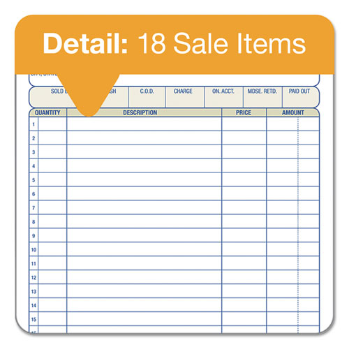 2-part Sales Book, 18 Lines, Two-part Carbon, 7.94 X 5.56, 50 Forms Total.