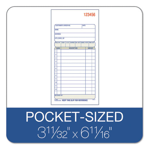 3-part Sales Book, Three-part Carbonless, 3.25 X 7.13, 50 Forms Total.