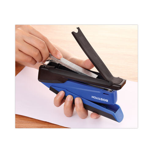 Inpower One-finger 3-in-1 Desktop Stapler With Antimicrobial Protection, 20-sheet Capacity, Blue/black.
