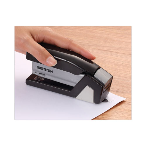 Injoy One-finger 3-in-1 Eco-friendly Compact Stapler, 20-sheet Capacity, Black.