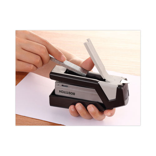 Injoy One-finger 3-in-1 Eco-friendly Compact Stapler, 20-sheet Capacity, Black.