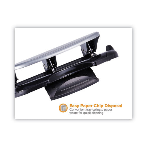 40-sheet Ez Squeeze Three-hole Punch, 9/32" Holes, Black/silver.
