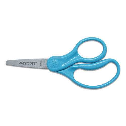 For Kids Scissors, Pointed Tip, 5" Long, 1.75" Cut Length,Straight Handle, Randomly Assorted Handle Color