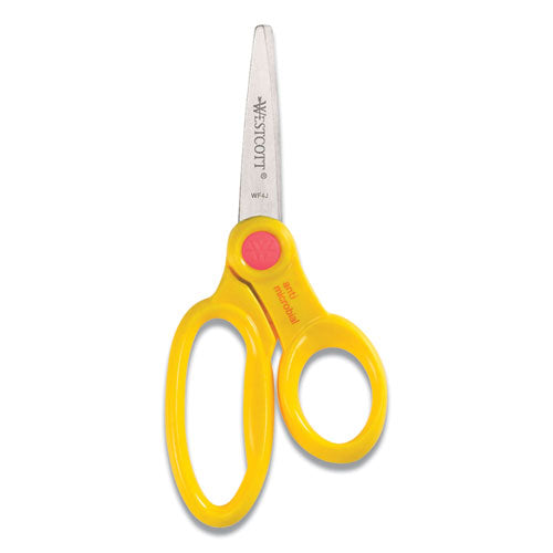 Kids' Scissors With Antimicrobial Protection, Pointed Tip, 5" Long, 2" Cut Length, Straight Assorted Color Handles, 12/pack.