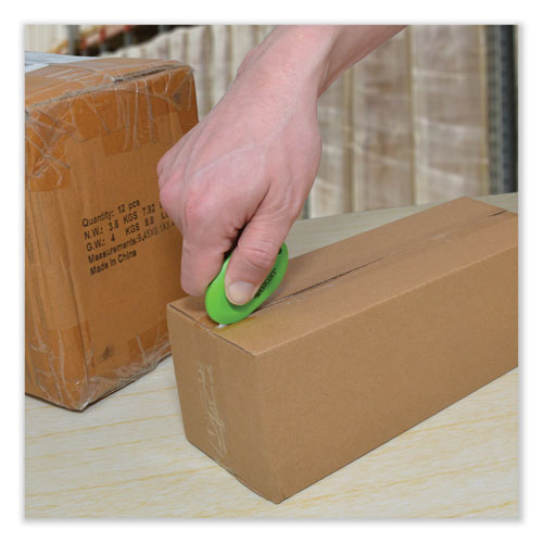 Compact Safety Ceramic Blade Box Cutter, Retractable Blade, 0.5" Blade, 2.5" Plastic Handle, Green.