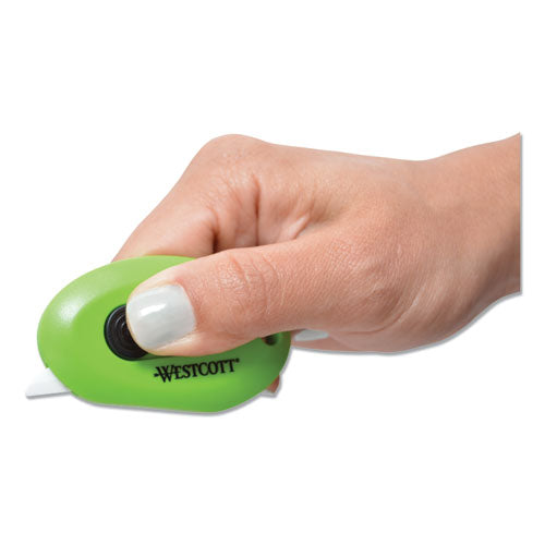 Compact Safety Ceramic Blade Box Cutter, Retractable Blade, 0.5" Blade, 2.5" Plastic Handle, Green.