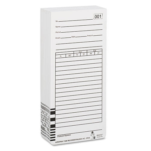 Time Clock Cards For Acroprint Es1000, Two Sides, 3.5 X 7, 100/pack.