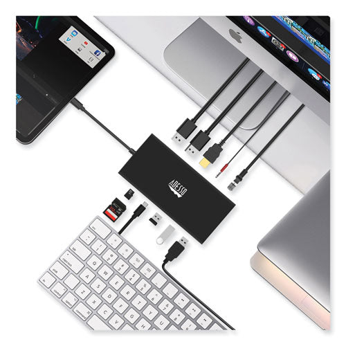 12-in-1 Usb-c Multi-port Taa Compliant Docking Station, Black.