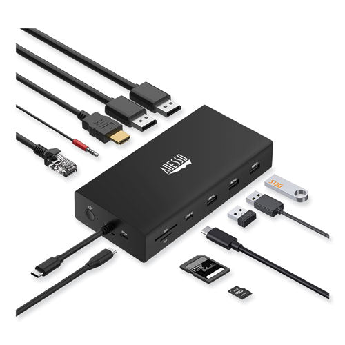 12-in-1 Usb-c Multi-port Taa Compliant Docking Station, Black.