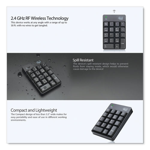 Wkb6010ub Wireless 18-key Numeric Usb Keypad, Black.