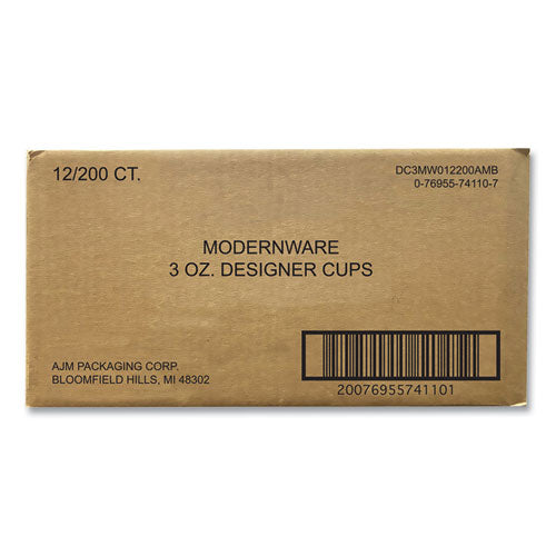 Heavy Duty Cold Cups, 3 Oz, Modernware Design, 2,400/carton.