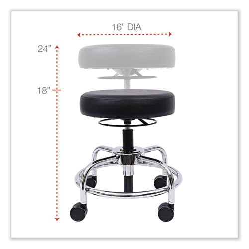 Alera Hl Series Height-adjustable Utility Stool,Backless, Supports Up To 300 Lb, 24" Seat Height, Black Seat, Chrome Base