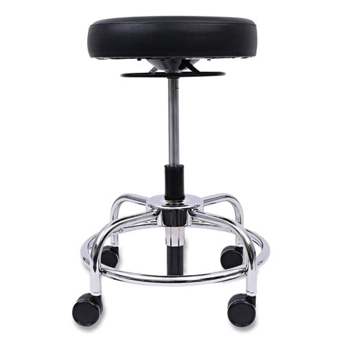 Alera Hl Series Height-adjustable Utility Stool,Backless, Supports Up To 300 Lb, 24" Seat Height, Black Seat, Chrome Base