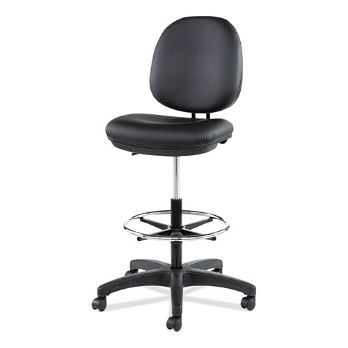 Alera Interval Series Swivel Task Stool, Supports Up To 275 Lb, 23.93" To 34.53" Seat Height,Black Faux Leather