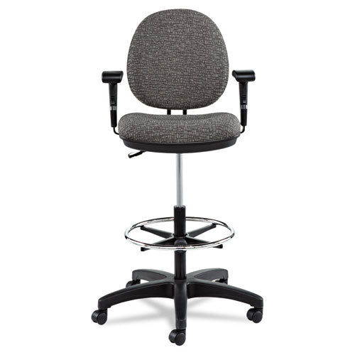 Alera Interval Series Swivel Task Stool,Supports 275 Lb, 23.93" To 34.53" Seat Height, Graphite Gray Seat/back, Black Base