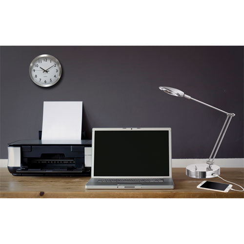 Adjustable Led Task Lamp With Usb Port, 11w X 6.25d X 26h, Brushed Nickel.