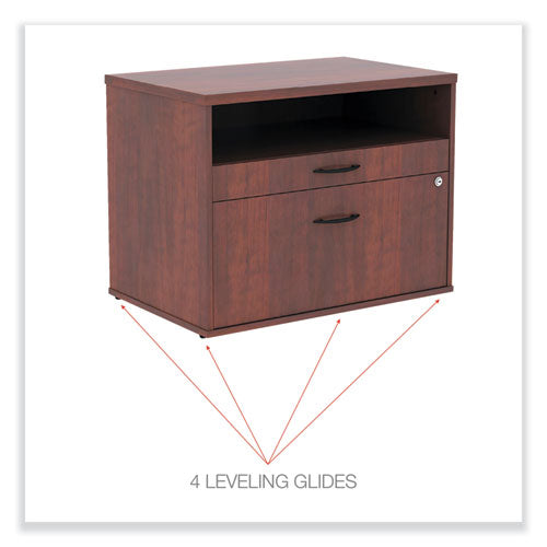 Alera Open Office Desk Series Low File Cabinet Credenza, 2-drawer: Pencil/file, Legal/letter, 1 Shelf,cherry,29.5x19.13x22.88.