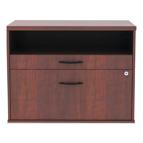 Alera Open Office Desk Series Low File Cabinet Credenza, 2-drawer: Pencil/file, Legal/letter, 1 Shelf,cherry,29.5x19.13x22.88.