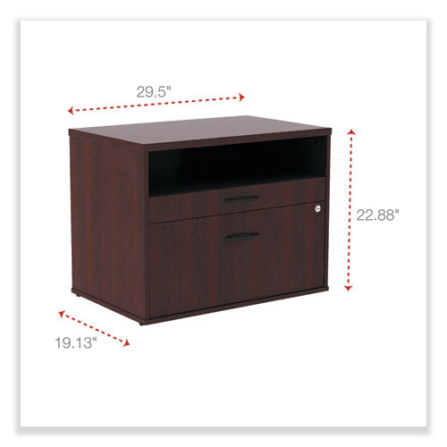 Alera Open Office Desk Series Low File Cabinet Credenza, 2-drawer: Pencil/file,legal/letter,1 Shelf,mahogany,29.5x19.13x22.88.