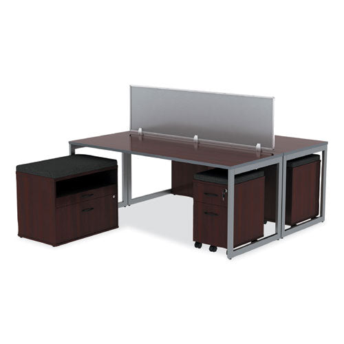 Alera Open Office Desk Series Low File Cabinet Credenza, 2-drawer: Pencil/file,legal/letter,1 Shelf,mahogany,29.5x19.13x22.88.