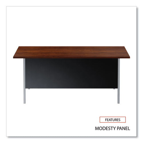 Double Pedestal Steel Desk, 72" X 36" X 29.5", Mocha/black, Chrome-plated Legs.