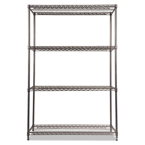 Wire Shelving Starter Kit, Four-shelf, 48w X 18d X 72h, Black Anthracite.