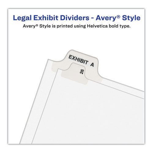 Preprinted Legal Exhibit Side Tab Index Dividers, Avery Style, 10-tab, 24,11 X 8.5, White, 25/pack, (1024)