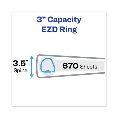 Heavy-duty View Binder With Durahinge, One Touch Ezd Rings And Extra-wide Cover, 3 Ring, 3" Capacity, 11 X 8.5, White, (1321).